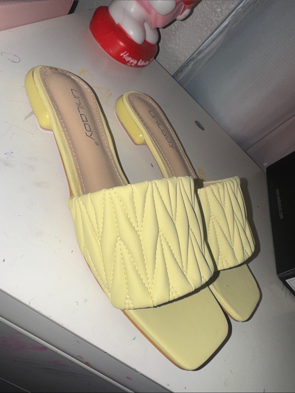 Unlabeled Yellow Quilted Slide Sandals for Women